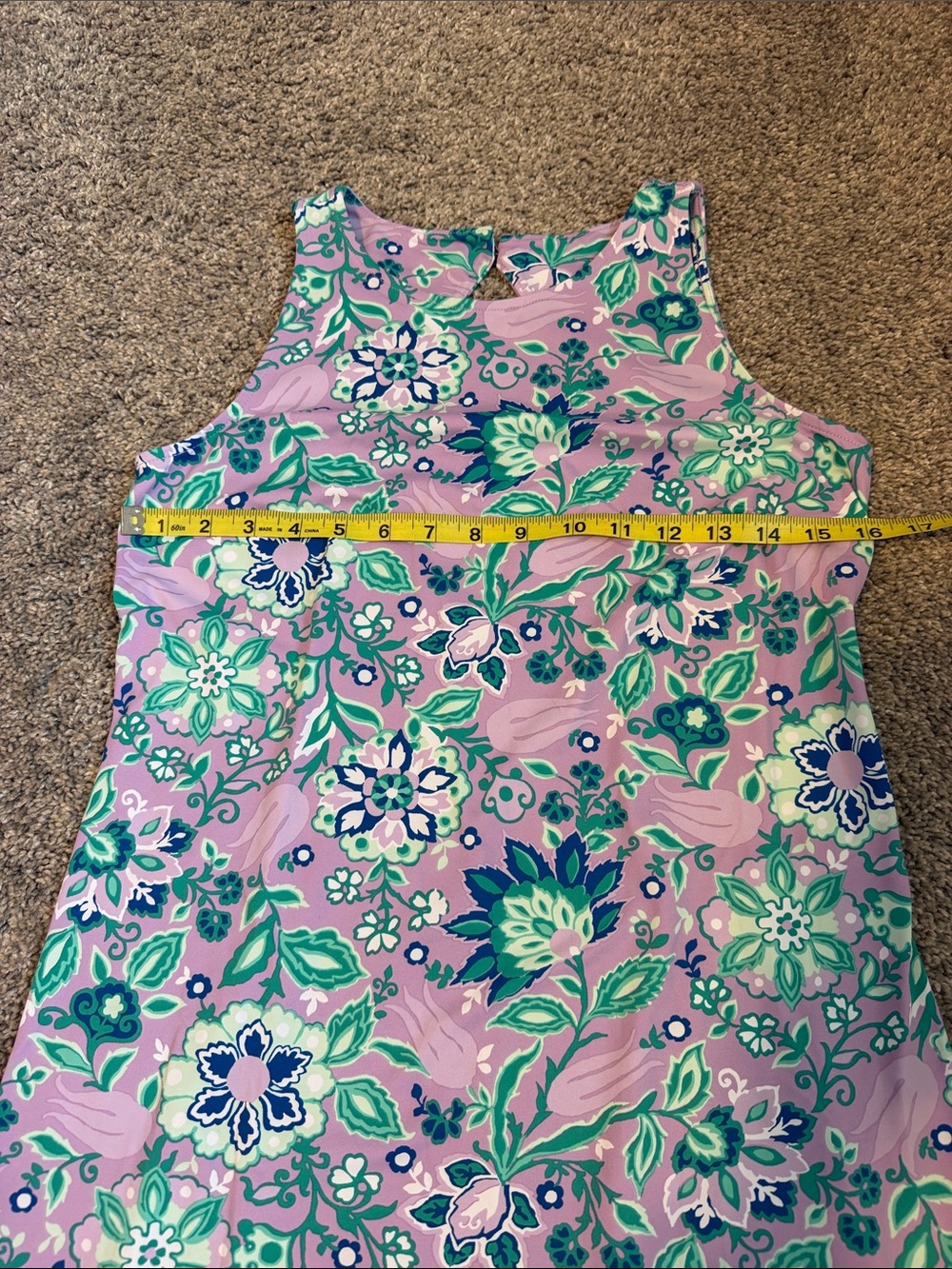 Talbots Sp Performance Lavender Dress with , green, and navy floral print-$16 - Picture 3 of 6